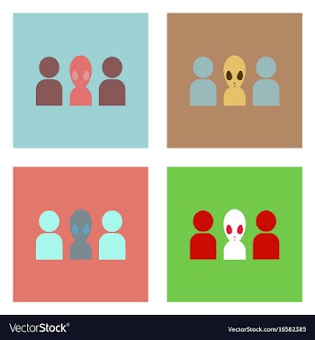 Flat icon design collection aliens silhouettes vector image