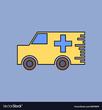 Flat icon design collection ambulance with a cross vector image