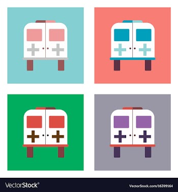 Flat icon design collection ambulance with a cross vector image