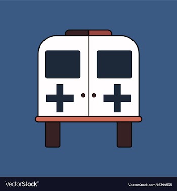 Flat icon design collection ambulance with a cross vector image