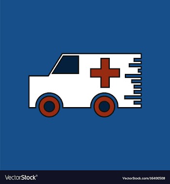 Flat icon design collection ambulance with a cross vector image