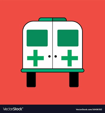 Flat icon design collection ambulance with a cross vector image