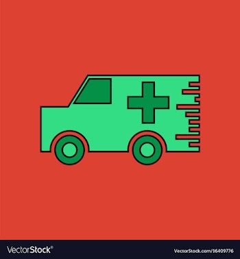 Flat icon design collection ambulance with a cross vector image