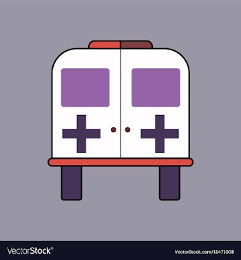 Flat icon design collection ambulance with a cross vector image