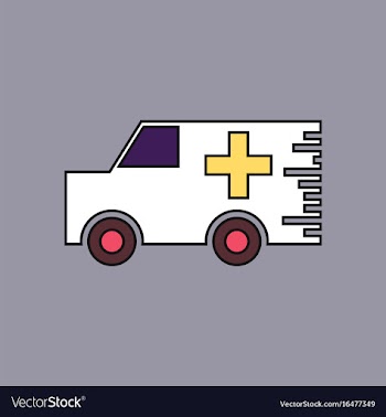 Flat icon design collection ambulance with a cross vector image