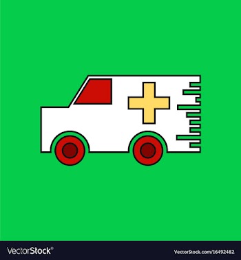 Flat icon design collection ambulance with a cross vector image