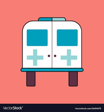Flat icon design collection ambulance with a cross vector image