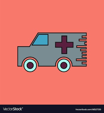 Flat icon design collection ambulance with a cross vector image