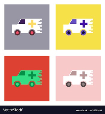 Flat icon design collection ambulance with a cross vector image