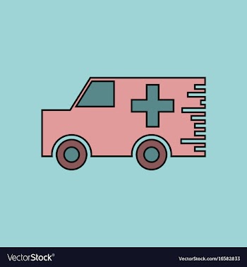 Flat icon design collection ambulance with a cross vector image