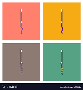 Flat icon design collection ancient sword vector image
