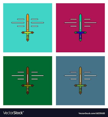 Flat icon design collection ancient sword vector image