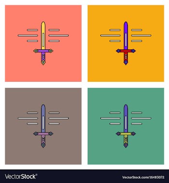 Flat icon design collection ancient sword vector image