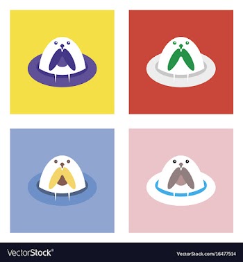 Flat icon design collection antarctic seals vector image