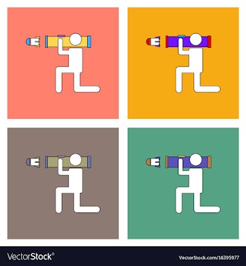Flat icon design collection anti tank rocket vector image
