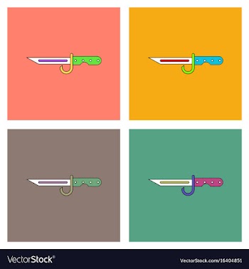 Flat icon design collection army bayonet knife vector image