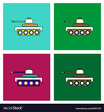 Flat icon design collection army tank vector image