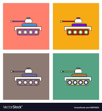 Flat icon design collection army tank vector image