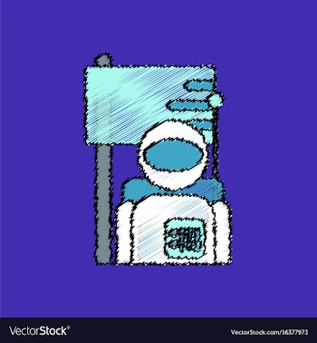 Flat icon design collection astronaut and flag in vector image