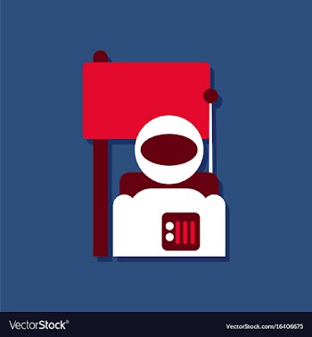 Flat icon design collection astronaut and flag in vector image