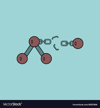 Flat icon design collection atom and broken chain vector image