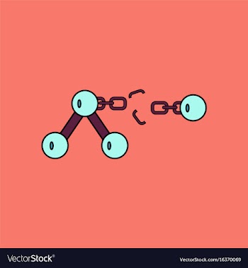 Flat icon design collection atom and broken chain vector image