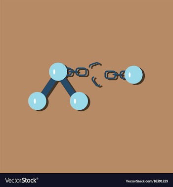 Flat icon design collection atom and broken chain vector image