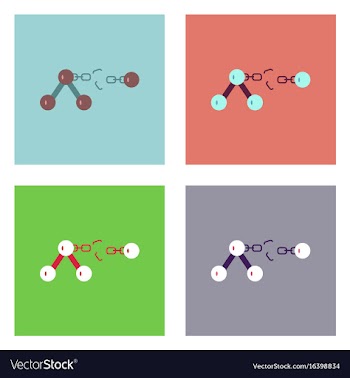 Flat icon design collection atom and broken chain vector image
