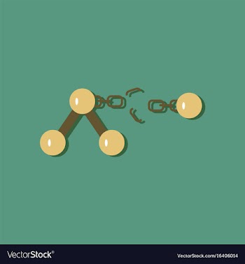 Flat icon design collection atom and broken chain vector image