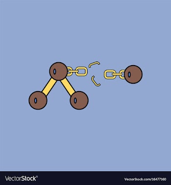 Flat icon design collection atom and broken chain vector image