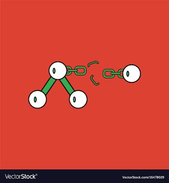 Flat icon design collection atom and broken chain vector image