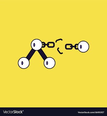 Flat icon design collection atom and broken chain vector image