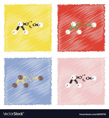 Flat icon design collection atom and broken chain vector image