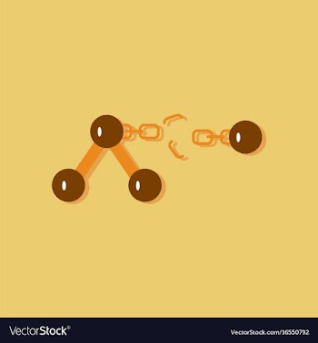Flat icon design collection atom and broken chain vector image