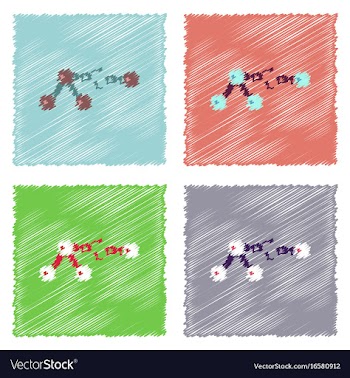 Flat icon design collection atom and broken chain vector image