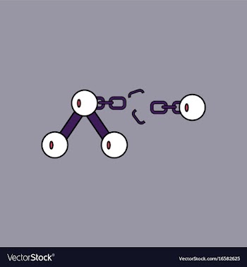 Flat icon design collection atom and broken chain vector image