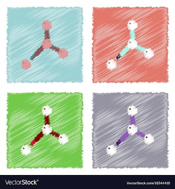 Flat icon design collection atom disconnection vector image