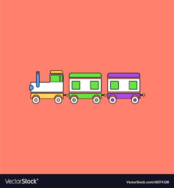 Flat icon design collection babies train vector image