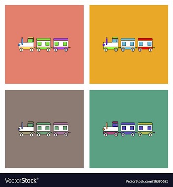 Flat icon design collection babies train vector image