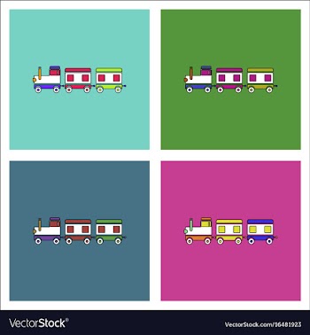 Flat icon design collection babies train vector image
