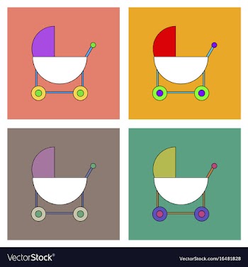 Flat icon design collection baby carriage vector image