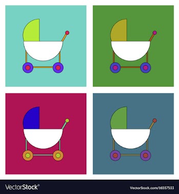 Flat icon design collection baby carriage vector image