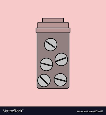 Flat icon design collection bank with pills vector image