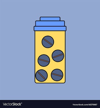 Flat icon design collection bank with pills vector image