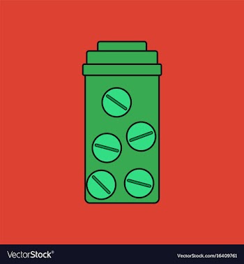 Flat icon design collection bank with pills vector image