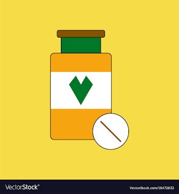 Flat icon design collection bank with pills vector image