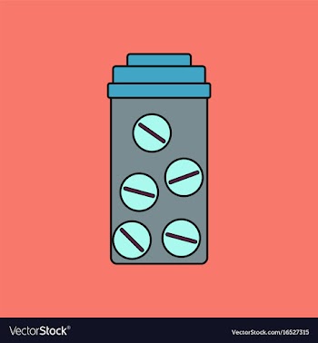 Flat icon design collection bank with pills vector image