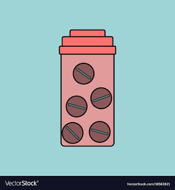 Flat icon design collection bank with pills vector image
