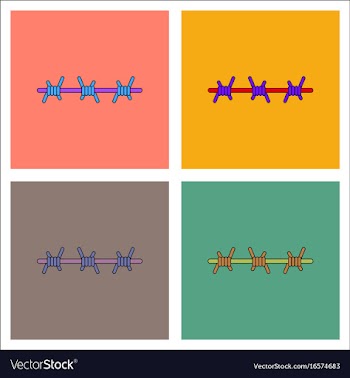 Flat icon design collection barbed wire vector image