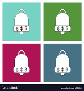 Flat icon design collection bell with dollar vector image